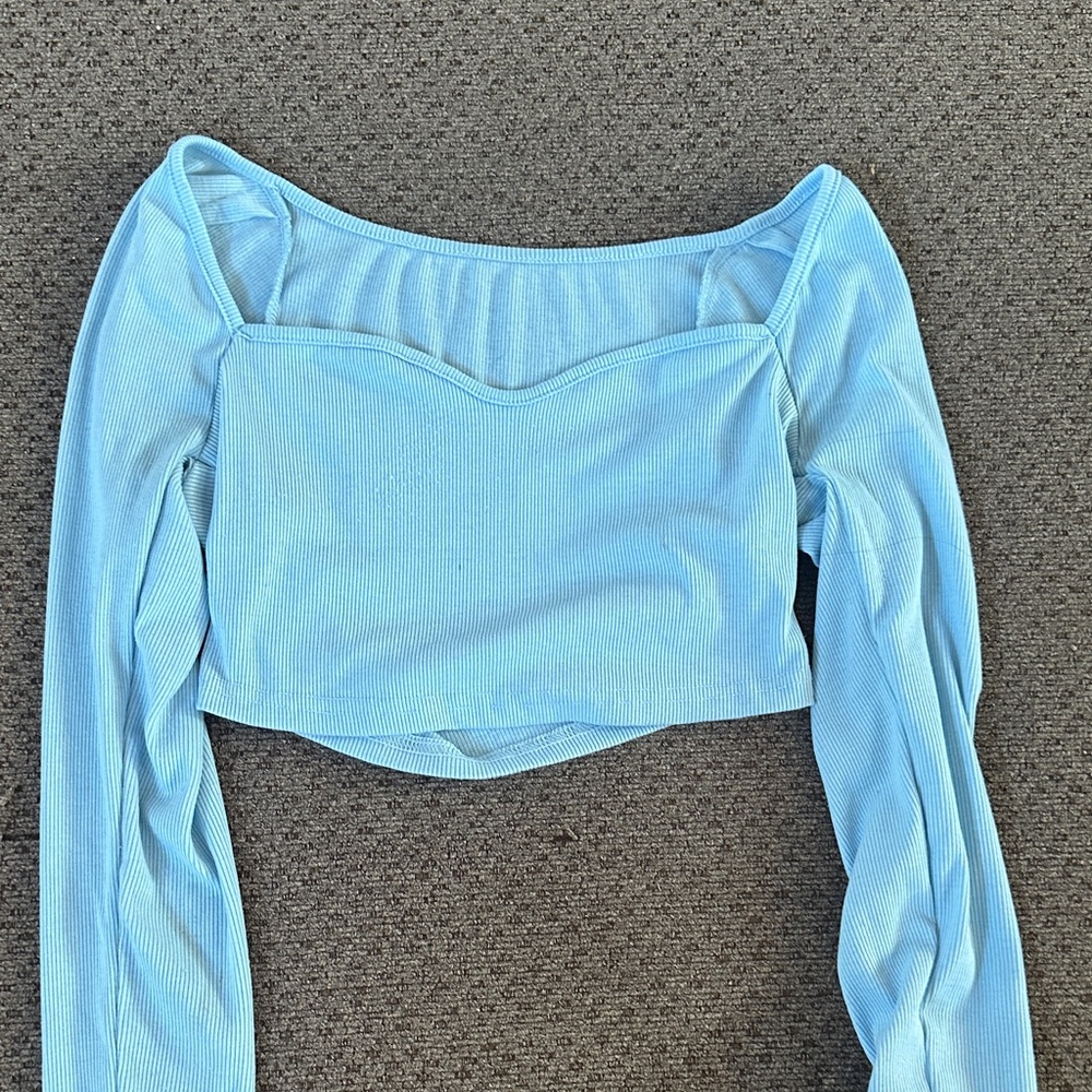 SHEIN Sky Blue Long Sleeve Top